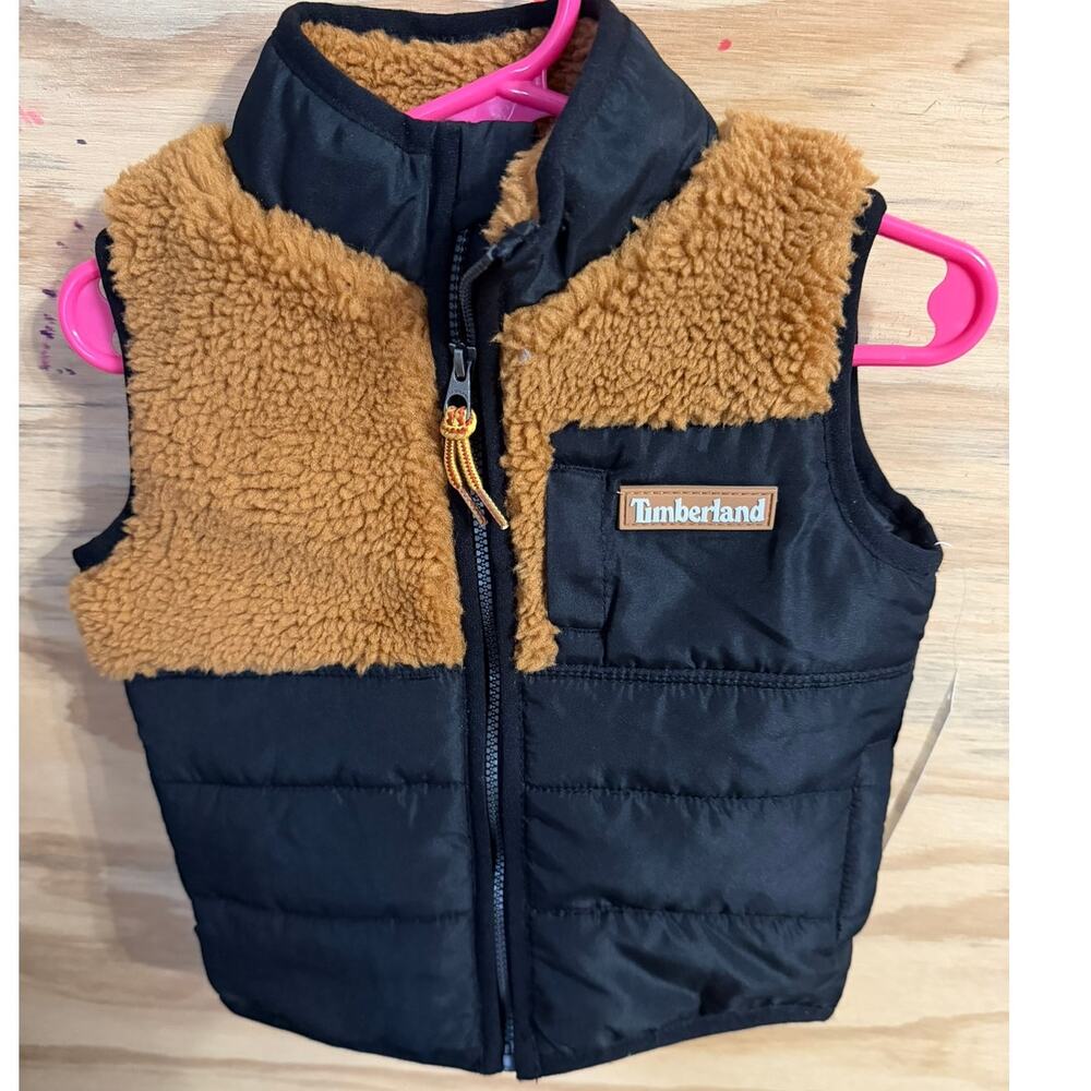 Infant Timberland Puffer‎ Vest NWT Sherpa 12m Zip Up